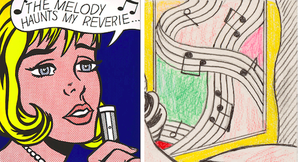 [left] Roy Lichtenstein, Reverie, 1965. Artwork © Estate of Roy Lichtenstein [right] Detail of the present lot.